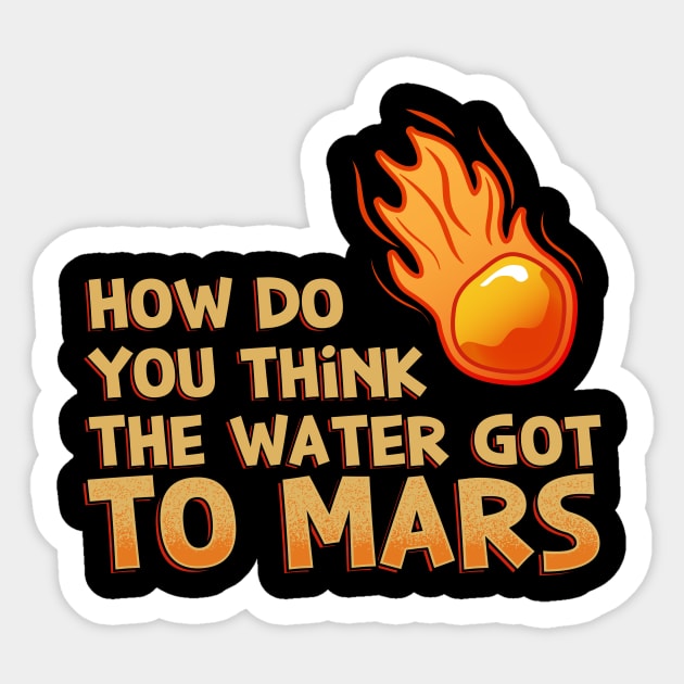 How Do You Think The Water Got To Mars Comet Sticker by yeoys